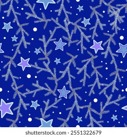 Padrão com estrelas e árvore de Natal. Para impressão, perfeita e sem fim.