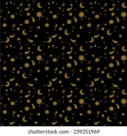 pattern with stars, drops and  crescent