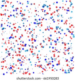 Pattern with stars for Memorial Day celebration on white background. Red and blue color elegant star background. Vector Illustration.