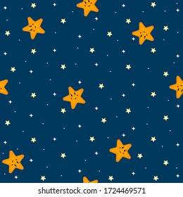 Patrón con estrellas sobre fondo azul oscuro, ilustración vectorial, diseño, textil, impresión, fondo