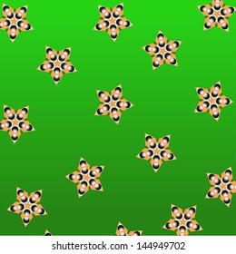 pattern from stars on a darkly green background