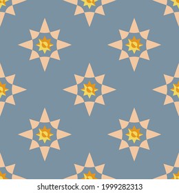 Pattern from stars on grey background. Print  seamless backdrop.