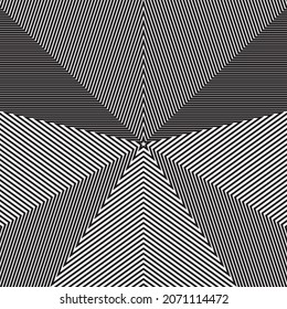 Pattern stars with optical illusion. Black and white background. Vector illustration.