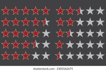 pattern of stars for popularity ratings gold frame, red star, and star icon