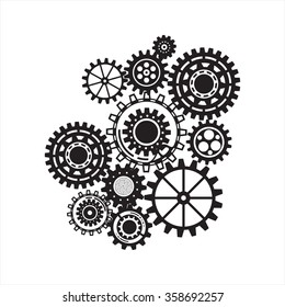 pattern of steampunk gear collection, industrial machine technology concept, steel cogwheel background vector illustration