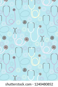 pattern with stethoscope icon and circles on blue background