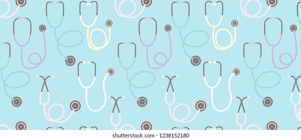 pattern with stethoscope icon on blue background