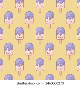 pattern of stick ice creams in kawaii style