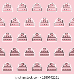Pattern sticker cake on pastel background, Vector