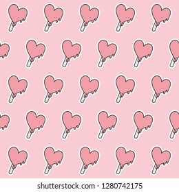 Pattern sticker ice cream on pastel background, Vector