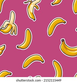 Musteraufkleber aus reifen Bananen, moderner Druck