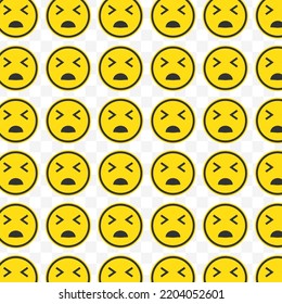 Patrón de dolor de estómago emoticonos en fondo transparente con mini doodle (íconos). Ilustración vectorial