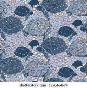 Pattern of stone and turtle. Vector illustration. Suitable for fabric, wrapping paper and the like