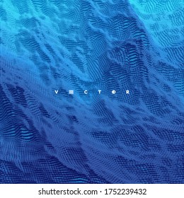 Pattern with stormy waves. Abstract background with dynamic particles. Texture. 3d vector Illustration. 