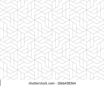 Patrón con líneas rectas y formas geométricas sobre fondo blanco. Textura lineal monocromática abstracta sin inconvenientes. Antecedentes hexagonales. Diseño gráfico lineal para textil, tejido y envoltura.