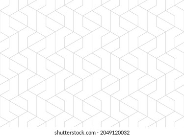 Pattern with straight lines and geometric shapes on white background. Seamless geometric abstract linear texture. Monochrome Hexagonal background. Vector Graphic design for textile and wrapping.