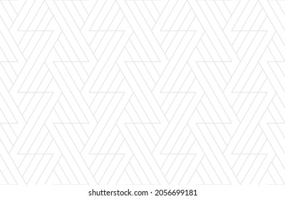 Pattern with straight lines and geometric shapes on white background. Seamless geometric abstract linear design. Monochrome Hexagonal background. Vector Graphic design for textile, fabric, wrapping.