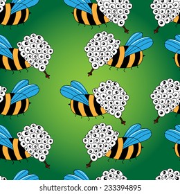 pattern with strange bee with many eyes