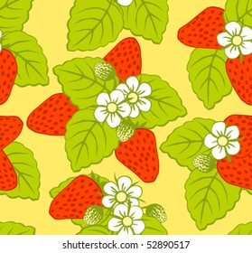 pattern with strawberries and flowers