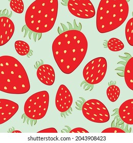 pattern of strawberries on a blue background