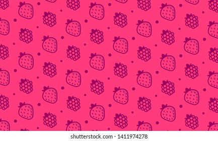 Pattern of strawberries and raspberries