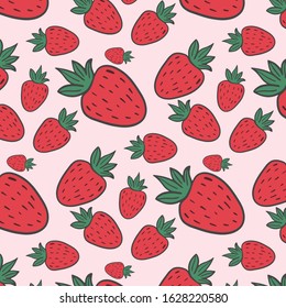 Pattern with strawberries. Vector ornament ent with strawberries. illustration in cartoon style.