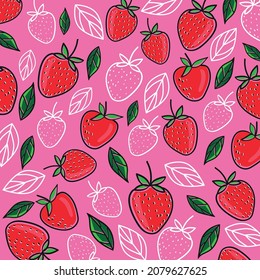 pattern strawberry berry leaves fruit