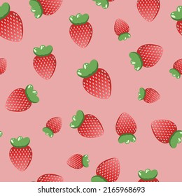 Pattern with strawberry illustration. Set of four seamless patterns.