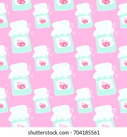 pattern strawberry jam doodle vector
