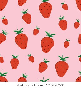Erdbeere nach Muster. rote Erdbeeren auf rosafarbenem Hintergrund