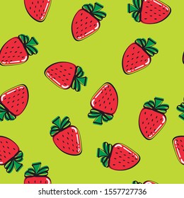 Pattern of a strawberry. Texture and / or repetitive background of a strawberry. Drawing of a strawberry with repetition to decorate. Editable vector.