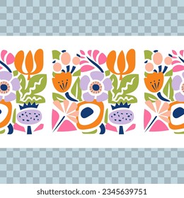 pattern in the stripe with flowers in trendy retro trippy style. Hippie 60s, 70s style. 