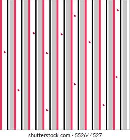 Pattern stripe red and grey colors design for fabric, textile, fashion design, pillow case, gift wrapping paper; wallpaper etc. Vertical stripe abstract background vector.Hearts