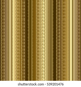 Pattern stripe seamless gold colors design for fabric, textile, fashion design, pillow case, gift wrapping paper; wallpaper etc. Vertical stripe abstract 3d gold background vector.Gold 3d texture.
