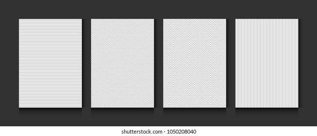 Pattern stripe seamless gray and white colors. Vertical diagonal chevron and horizontal pattern stripe abstract background vector. Book cover design template A4.