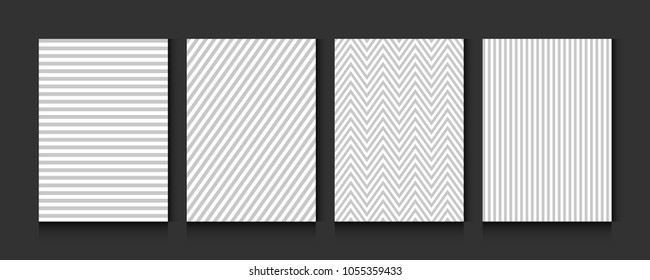 Pattern stripe seamless gray and white colors. Vertical diagonal chevron and horizontal pattern stripe abstract background vector. Book cover design template A4.