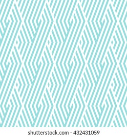 Pattern stripe seamless green aqua and white colors design for fabric, textile, fashion design, pillow case, gift wrapping paper; wallpaper etc. Chevron stripe abstract background vector.