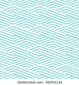 Pattern stripe seamless green aqua and white colors design for fabric, textile, fashion design, pillow case, gift wrapping paper; wallpaper etc. Chevron stripe abstract background vector.