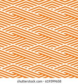 Pattern stripe seamless orange and white colors. Wave stripe abstract background vector.