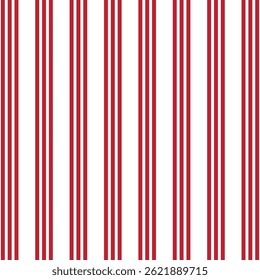  Listra de padrões de cores vermelho e branco sem costura. Vetor de plano de fundo abstrato de faixa de padrão vertical.