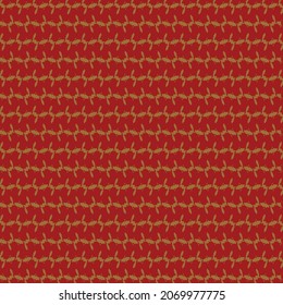 Patrón con rayas, serpenteantes y nudos, hecho de rojo y oro. Punto abstracto.