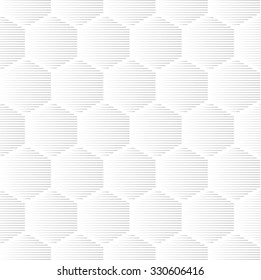 Pattern with stripped hexagonal tiles.Vector seamless background. Monochrome abstract geometric ornament.
