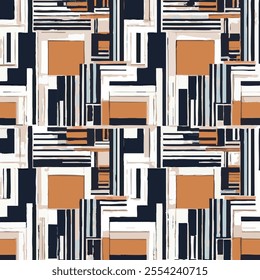 pattern of strips and squares of various widths intersecting each other at right angles