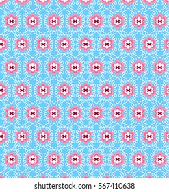 Pattern Strokes Children. Flowers On A Bluebackground.