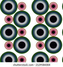 Muster im Stil der 60er Jahre. Circles Fabrik Textilien.