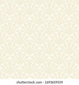 Pattern in the style of Art Deco. Seamless white background. Minimalistic design fan shape, light Wallpaper, fabric. Motifs of the 1920s and 30s