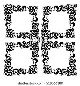 Pattern in the style of baroque. Damask texture with orient and floral elements. Black and white colors
