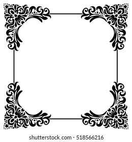 Pattern in the style of baroque. Damask texture with orient and floral elements. Black and white colors