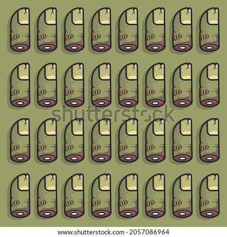 Pattern with the style of the severed bottom zombie thumbs and green background.
