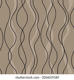 The pattern is stylish of black lines on a beige background. For wedding invitations, postcards, posters, labels of cosmetics and perfumes, packaging paper.